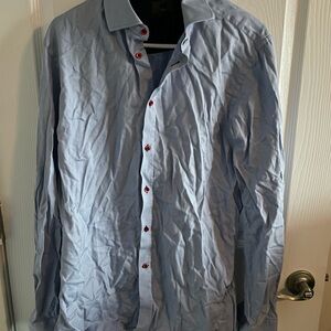 Men’s Light Blue Shirt with Red Buttons H&M TWOPLY size L